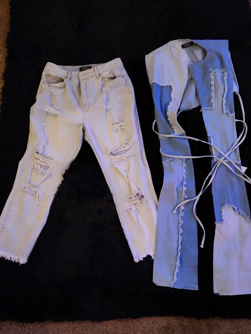 Akira White Distressed Boyfriend Jeans With Matching Distressed Vest!!!